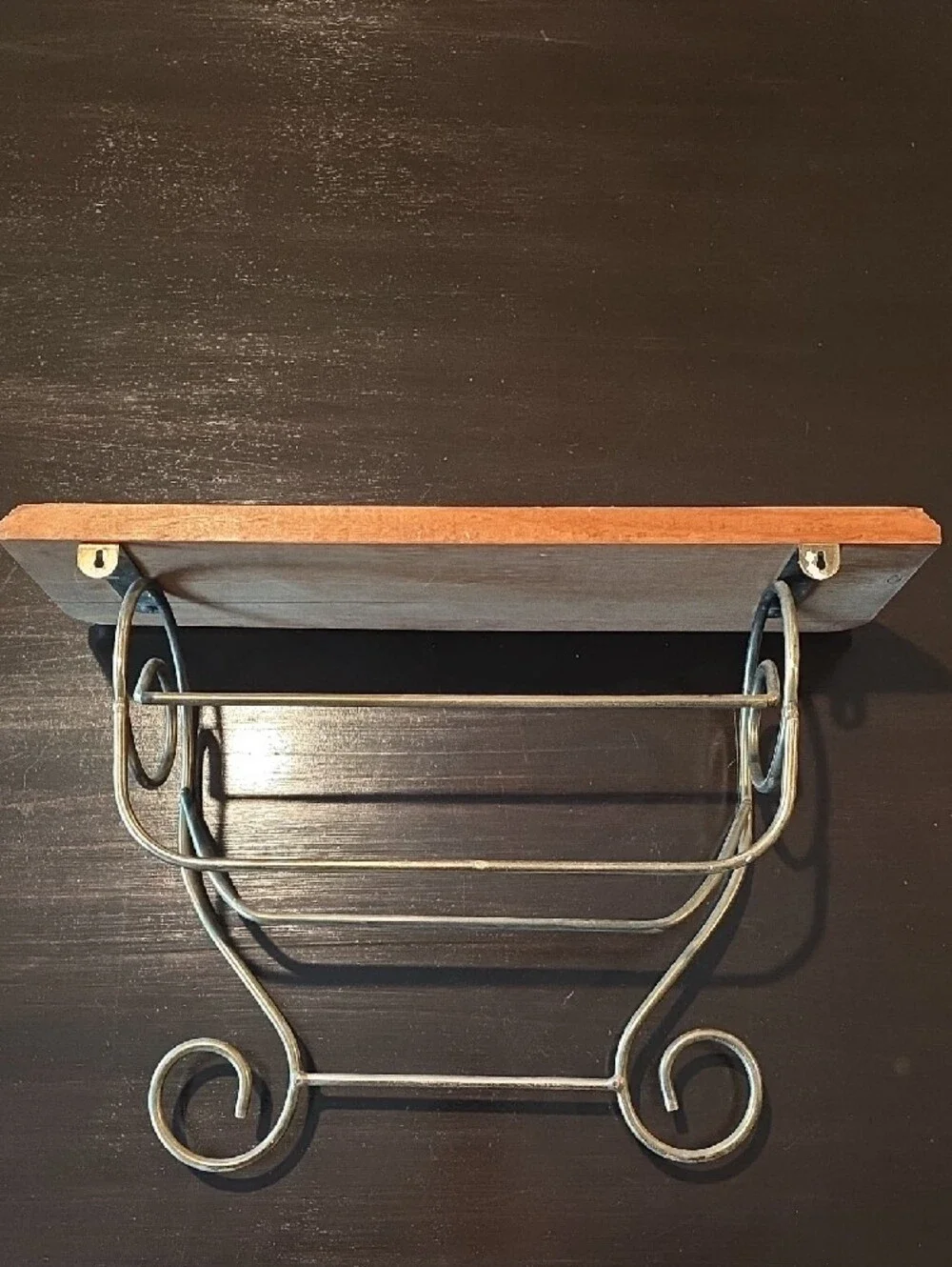 Metal Scroll Wall Rack in Aged Brass - Home Wall Decor